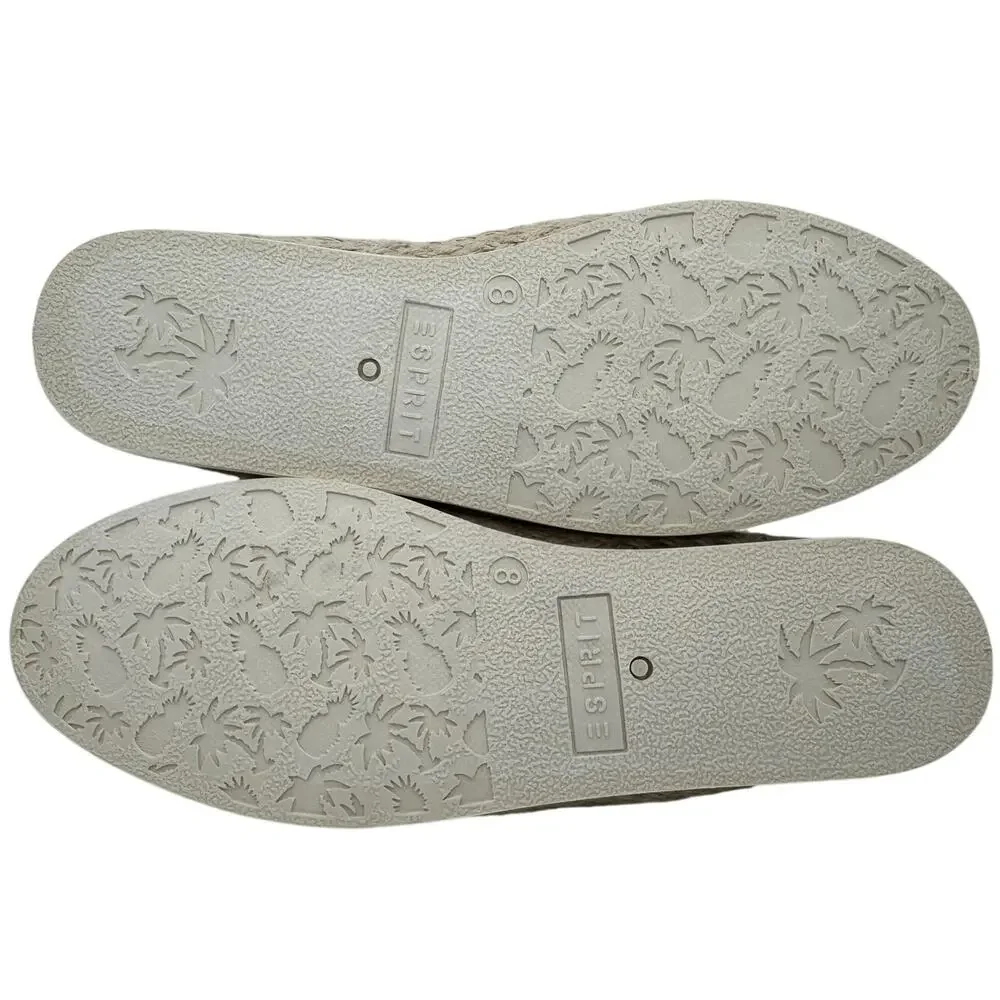 ESPIRIT Slip-On Espadrille Flats 8 Casual Summer Shoes Braided Jute Neutral NWOT